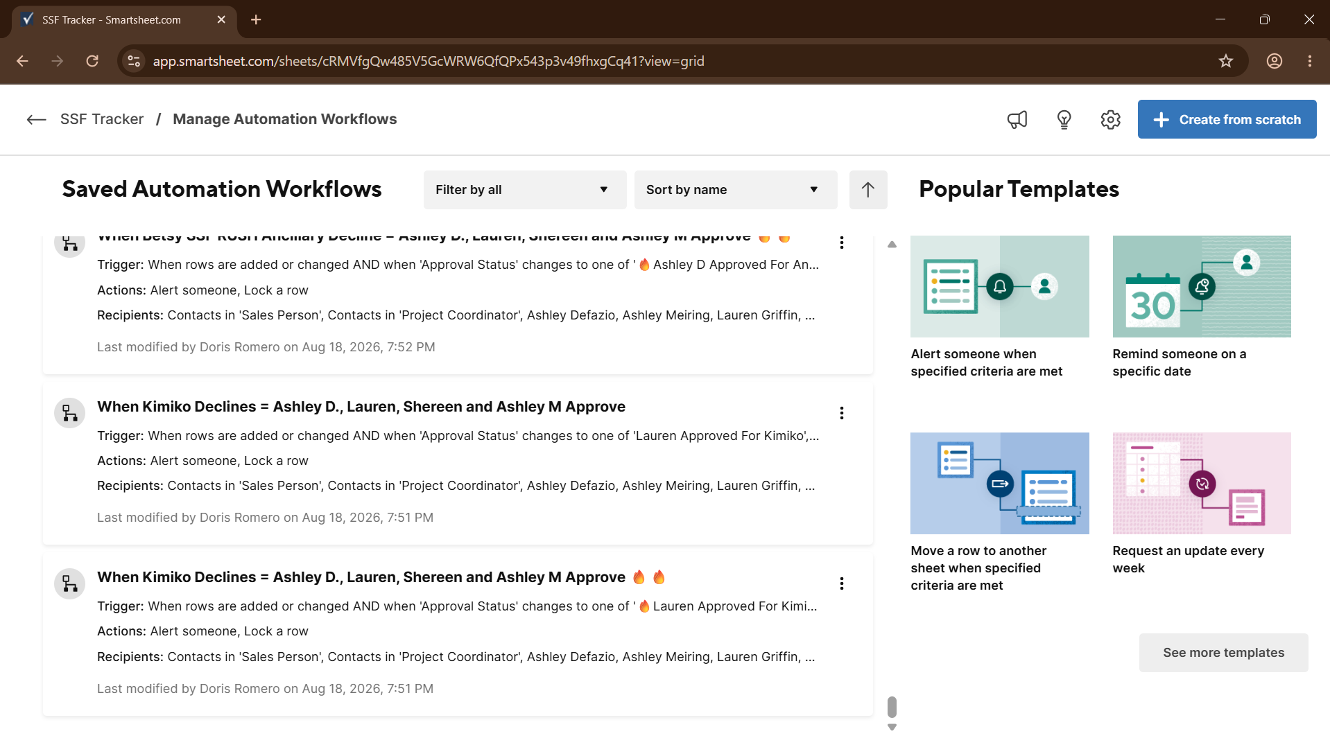 Smartsheet automation screenshot 1